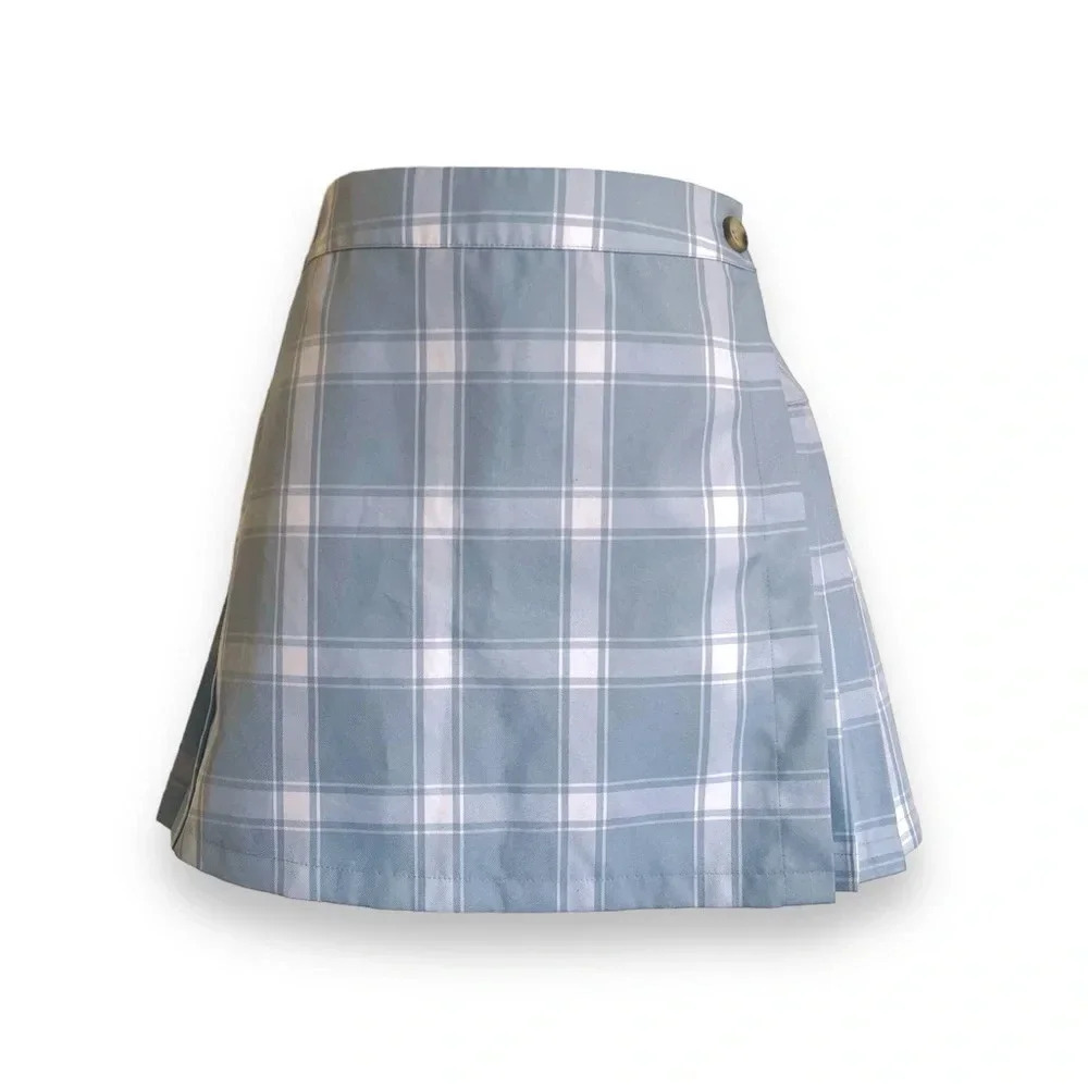Plaid Blue White Pleated Mini Skirt Preppy Coquette Girl Y2K Forever 21 Small - Picture 2 of 8